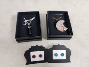 lot 94 image: 2 New Necklaces and 2 New Pair of Druzy Earrings