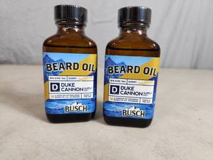 lot 173 image: 2 New Bottles of Duke Cannon Busch Light Beer Beard Oil