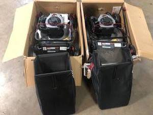 Murray  21 in. 140 cc Briggs and Stratton Walk Behind Gas Push Lawn Mower with Height Adjustment and with Mulch Bag Lot of 2, Customer returns review all pictures