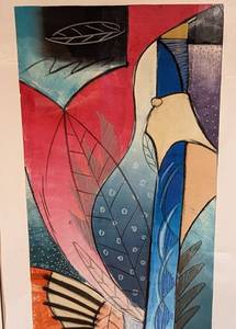 lot 2 image: Framed  Abstract Flower Power Print