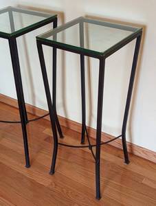 lot 36 image: Pair of Glass Topped Accent Tables