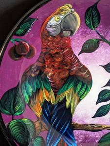 lot 42 image: Colorful Painted Parrot Dish by Gerardo Castro Lorenzo