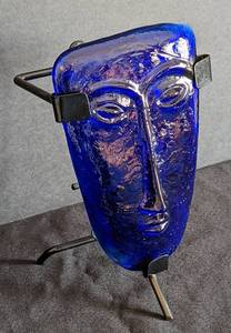 lot 45 image: Cobalt Art Glass Mask Votive Holder