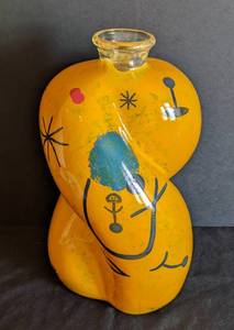 lot 47 image: Colorful Vintage Bulbous Painted Vase