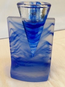 lot 6 image: Vintage Kosta Boda Ice Age Blue Art Glass Vase