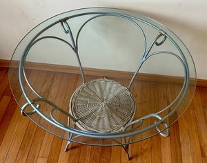 lot 77 image: Glass Top Circular Accent  Side Table