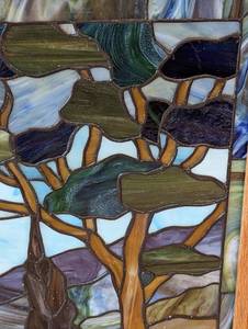 lot 57 image: Framed Scenic Stained Glass Panel