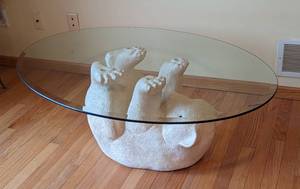 lot 62 image: Glass Topped Polar Bear Coffee Table