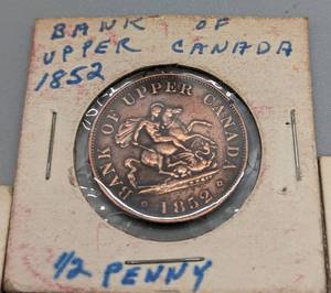 lot 135 image: Assorted AntiqueVintage Canadian Coins including 1852 Canadian Half Penny Coin & Canada 1859 One Cent Coin