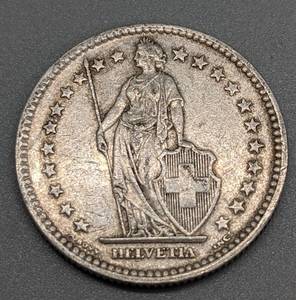 lot 147 image: 1944 Switzerland Silver Two Francs Coin