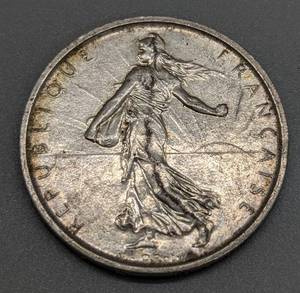 lot 148 image: 1963 French Silver Five Francs Coin