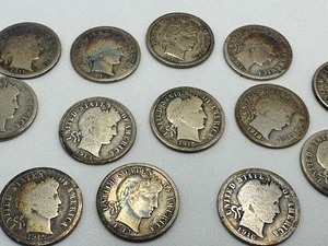 lot 212A image: (14) United Barber Dimes