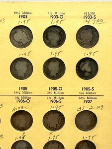 lot 205A image: United States Barber Dimes Collection from 1902-1911