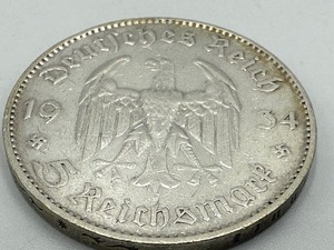 lot 202A image: 1934 Five Mark German Coin