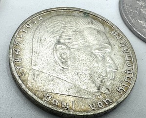 lot 198 image: Five Antique German Coins including 1900 One German Mark Coin