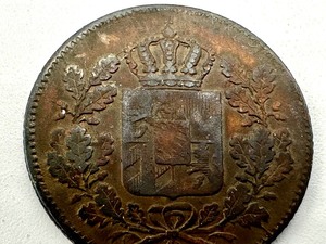 lot 186 image: 1865 Russian 1 Pfenning Coin and 1856 12 Kruezer Bavaria Coin