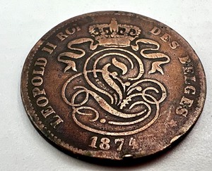 lot 260 image: 1874 Belgium Two Cent Coin