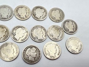 lot 158 image: (15) Silver Barber Dimes