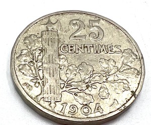lot 273 image: 1904 France 25 Centime Coin
