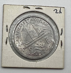 lot 274 image: 1948 Pierre and Miquelon Two Franc Coin