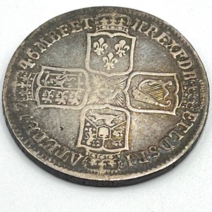 lot 8A image: 1746 Lima George II Half Crown Coin