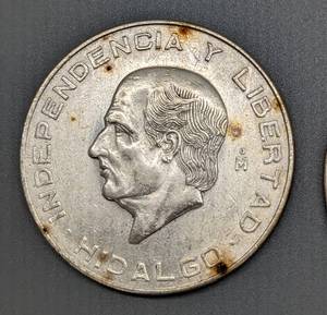 lot 284 image: Pair of 1956 Mexico Silver 10 Peso Coins