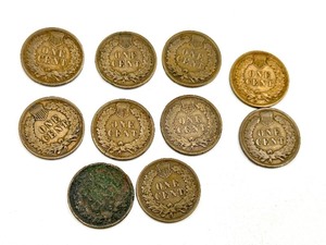 lot 295 image: (10) 1907 and 1908 United States Indian Head Pennies