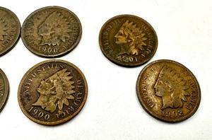 lot 293A image: (7) United States Indian Head Pennies