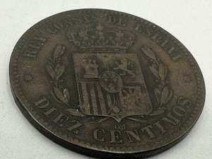 lot 283A image: 1878 Spain Ten Cent Coin