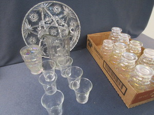 lot 133 image: Glasses, Pitcher, Platters