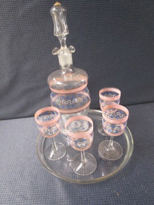 lot 151 image: Antique Carafe, Glasses, Tray