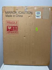 lot 29 image: LEORISO 24 x 32 in. Black Framed Bathroom Wall Mirror
