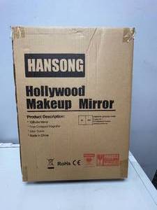 lot 30 image: Hansong Lighted Hollywood Vanity Makeup Mirror with Wireless Charger and Bluetooth Speaker