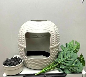 lot 47 image: keygarzone Light Gray Hidden Cat Liter Box with Decorative Plant Top