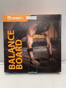 lot 37 image: URBNFit Balance Board Trainer-Wooden Wobble Balancing Board for Core Stability