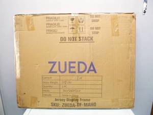lot 62 image: Zueda Mahogany Lockable Jersey Display Frame Case with UV Protection Acrylic