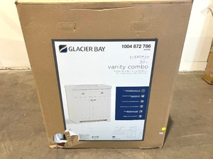 lot 12 image: Glacier Bay Everdean White Bathroom Vanity with White Cultured Marble Vanity Top and White Basin