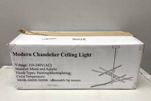 lot 98 image: Modern Black and Gold Sputnik Chandelier Ceiling LED Light with Remote Control