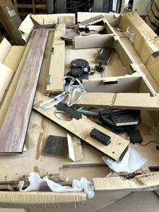 lot 124 image: READ Description - Hathaway Driftwood 7 ft. Air Hockey Table Combo Set with Benches