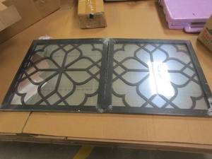 lot 703 image: 2 Pack Square Rustic Farmhouse Accent Mirror in Black (OPEN BOX)