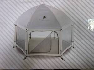 lot 728 image: POP N GO Premium Indoor and Outdoor Baby Playpen - Portable, Lightweight, Pop Up Pack and Play Toddler Play Yard w Canopy and Travel Bag - Grey (OPEN BOX, USED)