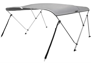 lot 706 image: VIVOHOME 3 Bow Bimini Top Boat Cover Canopy Shade Waterproof with Rear Support Poles 2 Straps SS316 Stainless Steel Hardware 6 Feet L x 46 Inch H x 73-78 Inch W Gray