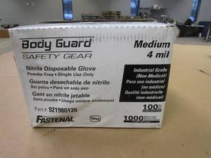 lot 759 image: Bodyguard Safety Gear Nitrile Disposable Glove 4 mil - Size Medium (BOX OF 1000)