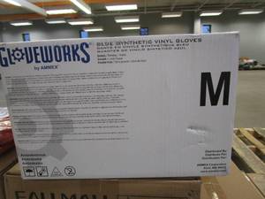 lot 741 image: GLOVEWORKS Blue Vinyl Light-Industrial Disposable Gloves, 3 Mil, Food-Safe, Latex & Powder-Free Size Medium (PACK OF 1000)