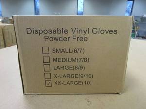 lot 762 image: Disposable Vinyl Powder Free Gloves - Size XXL (BOX OF 1000)