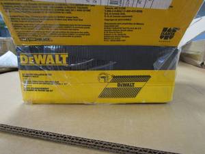 lot 846 image: DEWALT Framing Nails, Paper Tape, 30-Degree, Smooth Shank, Bright Finish, Off-Set Round Head, 3 12-Inch x .131-Inch, 2000-Pack (DPT-16D131FH)  (MISSING SOME)