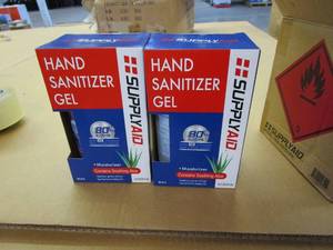 lot 862 image: LOT OF 10 - SupplyAID 80% Alcohol Hand Sanitizer Gel wSoothing Aloe FDA # 74035-1051-5, 16 Fl Oz