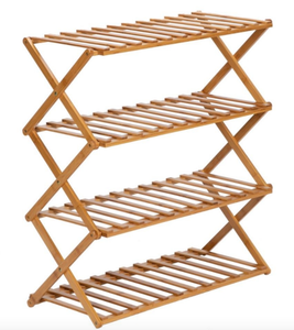lot 852 image: Ktaxon 4-Tier Bamboo Plant Stand Folding Planter Shelves (OPEN BOX)