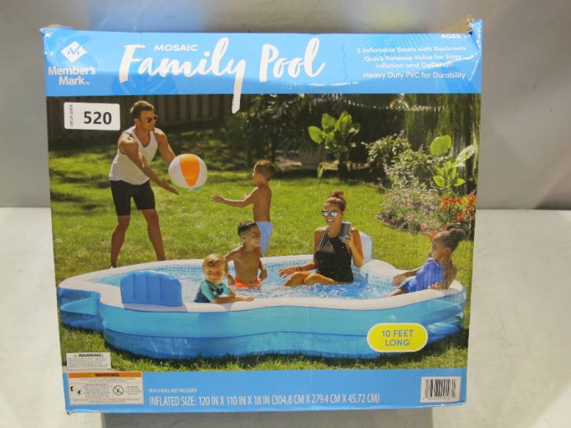 lot 578 image: NEW Members Mark Mosaic Family Inflatable Pool - 10 Feet Long