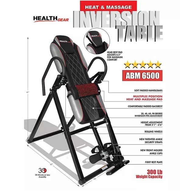 lot 59 image: NEW Health Gear Acupressure Beads Therapeutic Heat and Vibration Massage Inversion Table